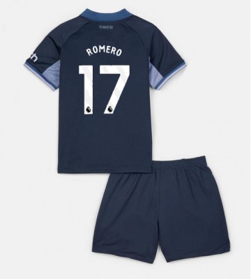 Lacne Dětský Futbalové dres Tottenham Hotspur Cristian Romero #17 2023-24 Krátky Rukáv - Preč (+ trenírky)